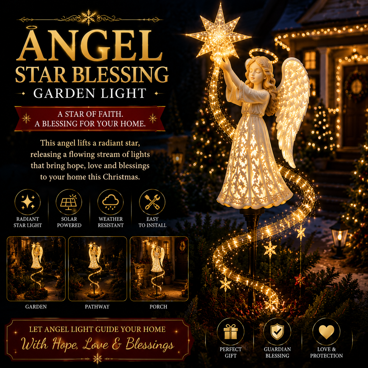 Angel Star Blessing solar Christmas garden light
